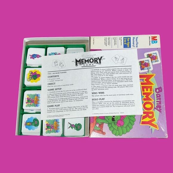 Vintage 1997 Barney Memory Game Milton Bradley Your First Memory Ages 3 To 6 - Picture 3 of 5